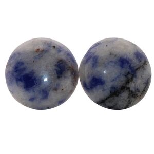 14mm Round Blue Spot Jasper Silver Stud Earrings 11